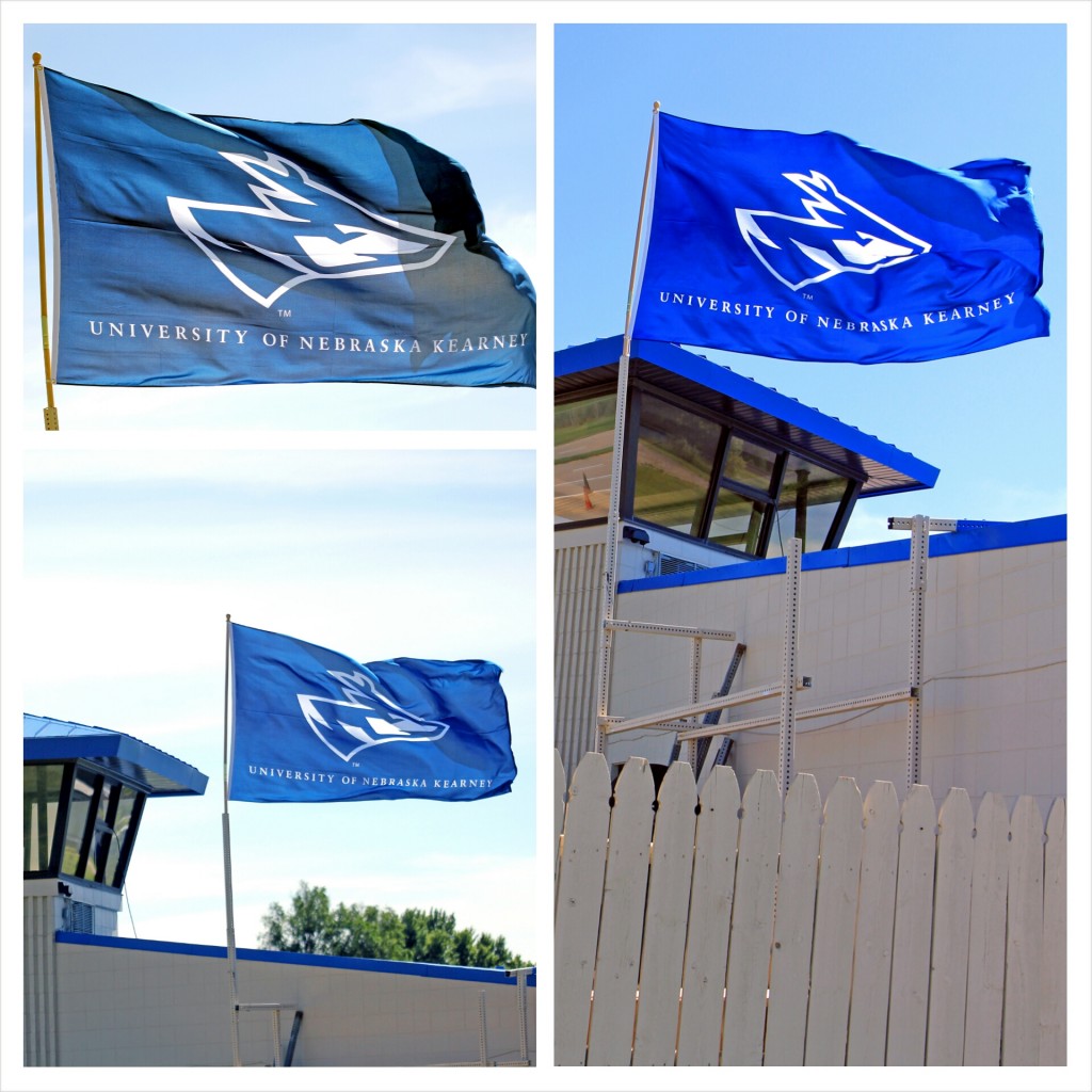 The Nebraska Safety Center recently added a 6’ x 10’ flag to its growing list of facility upgrades at the Cope Driving Range. “We have almost 2,000 people utilize our range every year,” says Transportation Safety Manager Brandon Benitz, “and we wanted to let all of our students and guests know that when they come to the range, they are on the campus of the University of Nebraska at Kearney.”