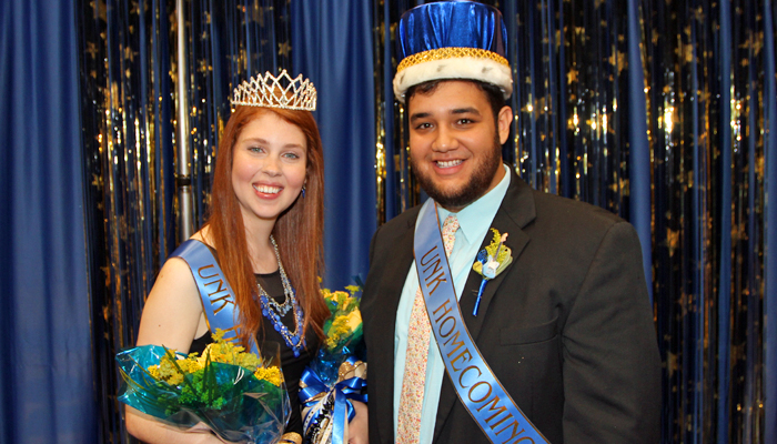 Sergio Ceja of Lexington and Cacia Lyon of Giltner were crowned homecoming king and queen Thursday at the University of Nebraska at Kearney. 