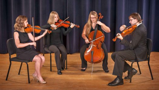 Thornton String Quartet members include, left to right, Madeline Maloley of Omaha, Gina Lieb of Kearney, Alexandra Lieb of Kearney, and Eric Jensen of Bismarck, N.D.