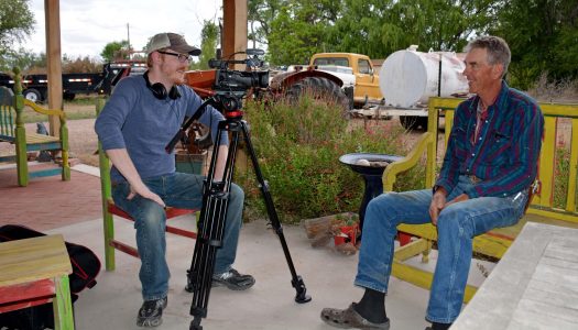 UNK’s Jacob Rosdail interviews a resident of the Cliff-Gila Valley who are featured in the documentary “Life on the Gila.” The film premieres at the upcoming Santa Fe Independent Film Festival. (Photo courtesy of Mary Harner)