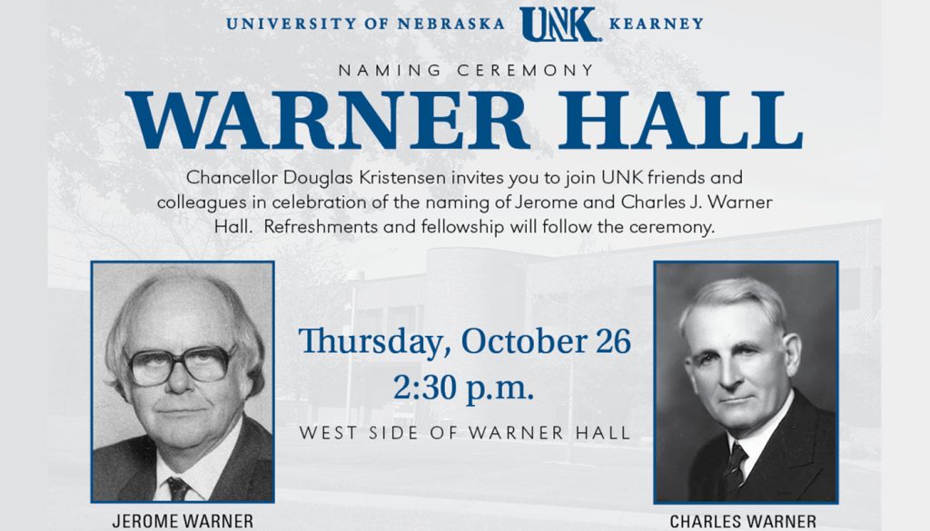 Warner Hall Naming Ceremony Graphic