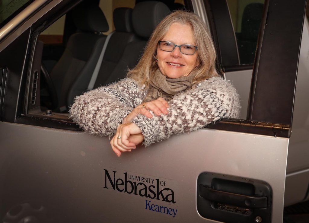 Wilma Heinowski is retiring from UNK after 35 years of working in police and parking. Her favorite thing about UNK? “I always go back to the people. They are who make UNK such a great place to work, and my family away from family.” (Photo by Corbey R. Dorsey, UNK Communications)