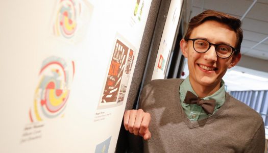 Jase Hueser earned six awards, including best of show, at the recent Nebraska ADDYs design competition. (Photo by Corbey R. Dorsey, UNK Communications)