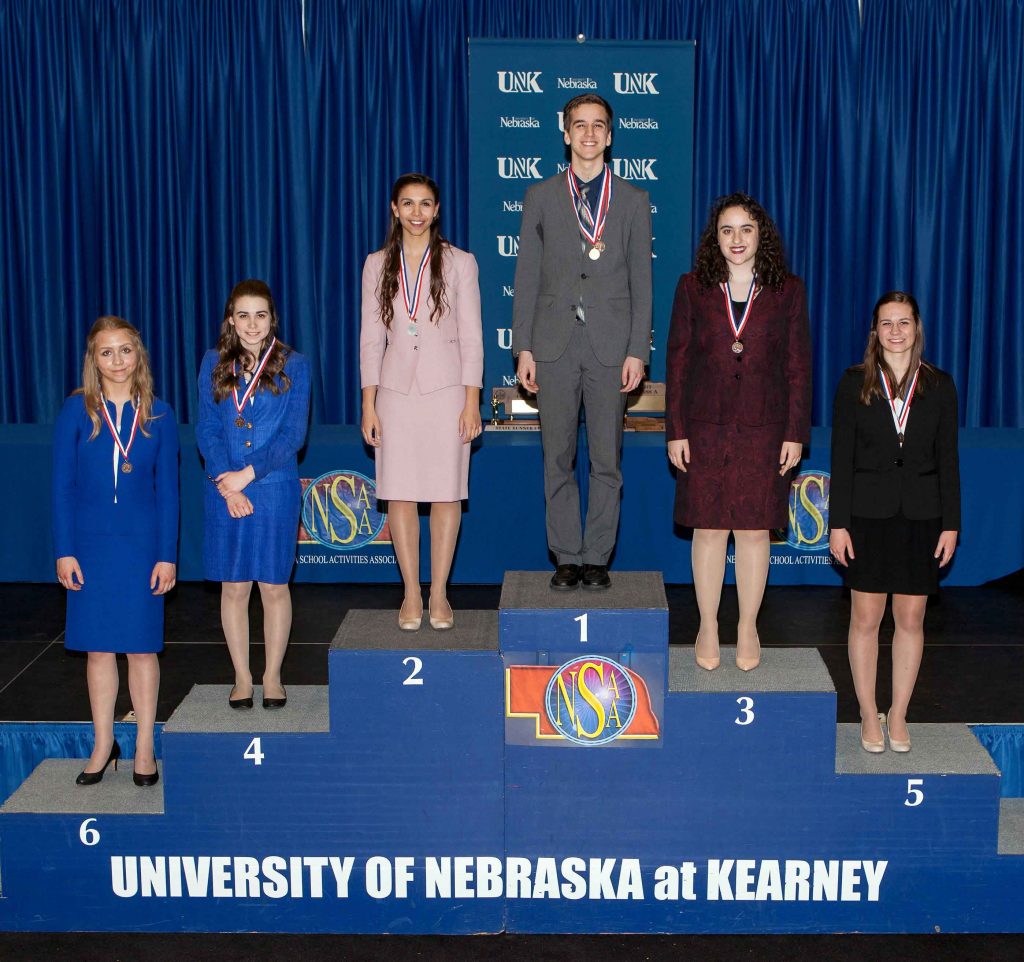 The NSAA State Speech Championships will be hosted Thursday (March 22) and Friday (March 23) at the University of Nebraska at Kearney. Classes C-1, B and A will compete Thursday with classes D-2, D-1 and C-2 following on Friday. There is no admission charge.