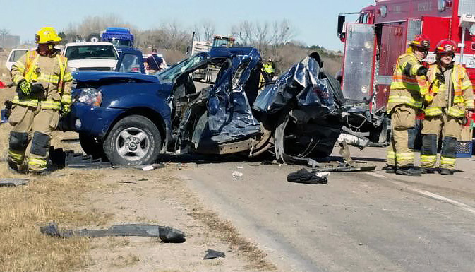 As Robert Messbarger's 2001 Nissan pickup slowed along Highway 10 to make the turn onto West 92nd Street, the vehicle was struck from behind by a semitrailer. That collision pushed his pickup into the southbound lane, where it was hit by an SUV before coming to rest in a crumpled pile on the highway’s west shoulder.