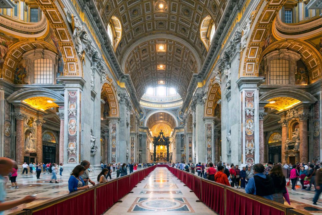 St. Peter’s Basilica in Vatican City is the Roman Catholic Church headquarters. It features a nearly 450-foot high dome. (Courtesy photo, Shutterstock))