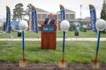 Chancellor Doug Kristensen addresses the crowd at Wednesday’s groundbreaking ceremony for the University of Nebraska at Kearney’s new $30 million STEM building. (Photo by Corbey R. Dorsey, UNK Communications)