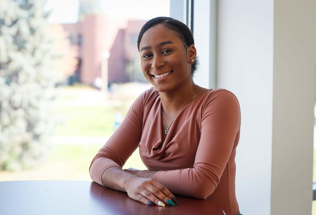 Samiya Alexander has helped re-establish the Black Student Association at UNK, which gives students opportunities to voice their opinions, discuss issues, support their peers and develop friendships. (Photo by Corbey R. Dorsey, UNK Communications)