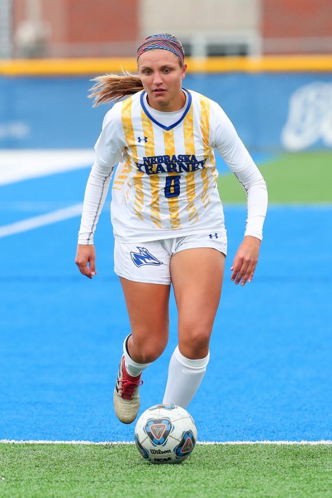 After starting just four matches during her first three years at UNK, Ciera Clark is having a breakout season as a senior. The 5-foot-6 forward leads the Lopers with five goals, including two game-winners. (Photo by Corbey R. Dorsey, UNK Communications)