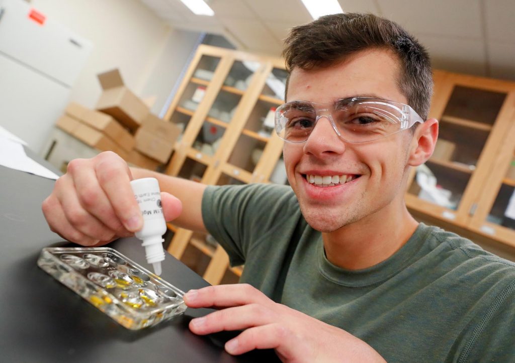 UNK freshman Henrique Adabo, a biology major from Columbus, is one of 40 first-year students in the Kearney Health Opportunities Program Learning Community. (Photo by Corbey R. Dorsey, UNK Communications)