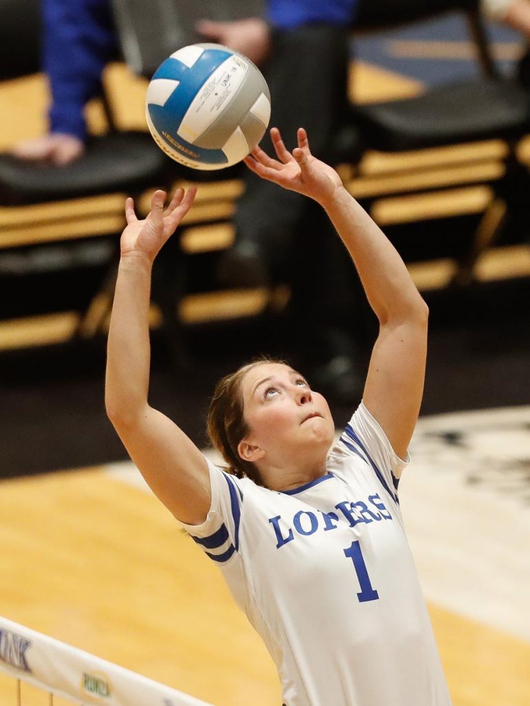 University of Nebraska at Kearney setter Lindsey Smith has helped lead the Lopers to a 25-1 record and No. 2 national ranking this season. UNK is 122-14 over the past four years. (Photo by Corbey R. Dorsey, UNK Communications)