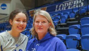 UNK volleyball player Julianne Jackson comes from a long line of athletes in her family, including her mother Dawn, who played volleyball at Pittsburg State. “It’s really cool for us as parents to watch them play,” Dawn said. “I almost cry every time I watch her.” (Photo by Corbey R. Dorsey, UNK Communications)