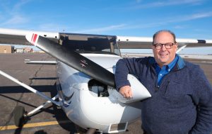Terry Gibbs, director of UNK’s aviation program, has been a licensed pilot for nearly 40 years. The former electrical engineer started an aviation training and charter business with a co-worker in Arizona before joining UNK in 1992. (Photo by Corbey R. Dorsey, UNK Communications)