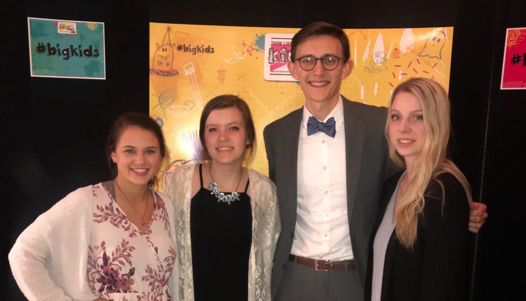 UNK students, from left, Maekayla Ward, Maggie Pierson, Jase Hueser and Lauren Reichardt earned eight awards, including best of show, at the annual Nebraska American Advertising Awards presented Saturday at the Rococo Theatre in Lincoln. (Courtesy photo)