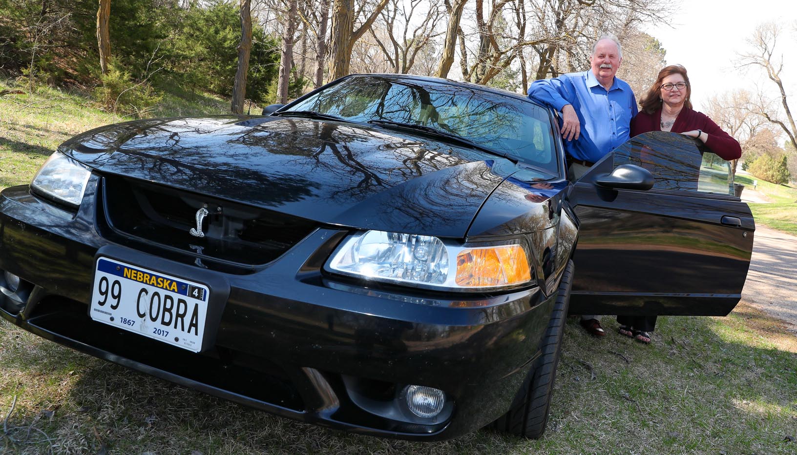 Cyndi Schroeder and her husband, Larry, own a 1999 Ford Mustang Cobra. The couple enjoys traveling to car shows across the United States, visiting areas they've never seen. (Photo by Corbey R. Dorsey, UNK Communications)