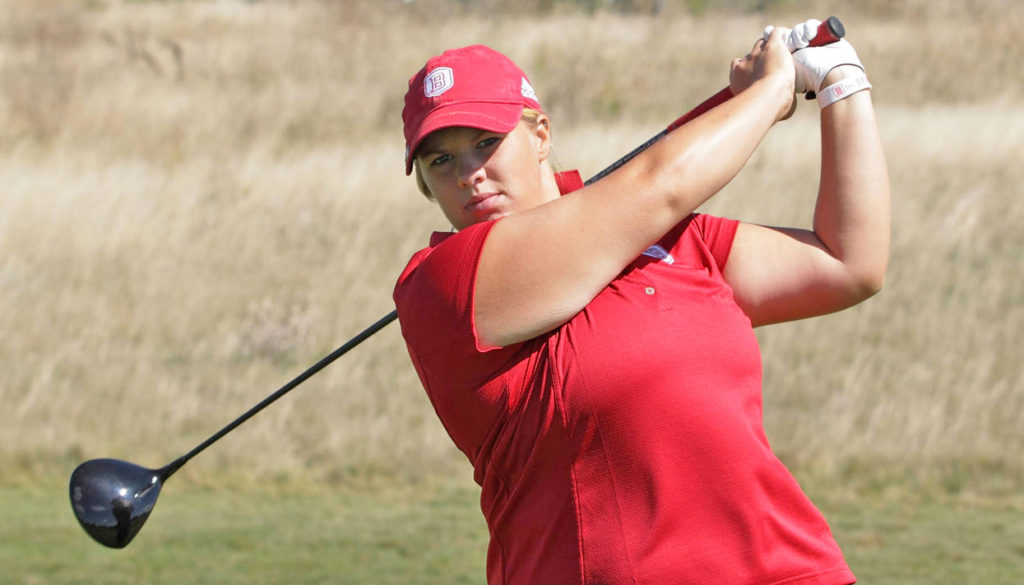One of the most-decorated amateur golfers in Nebraska history, Danielle Lemek played collegiately at Bradley University, where she was the first three-time Missouri Valley Conference Golfer of the Year. (Photo Courtesy of Bradley University)