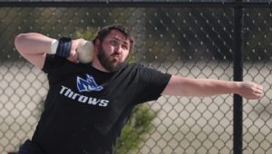 In addition to being a standout thrower for the UNK men’s track and field team, Tanner Barth is a health and physical education major and president of the Student-Athlete Advisory Committee. (Photo by Corbey R. Dorsey, UNK Communications)