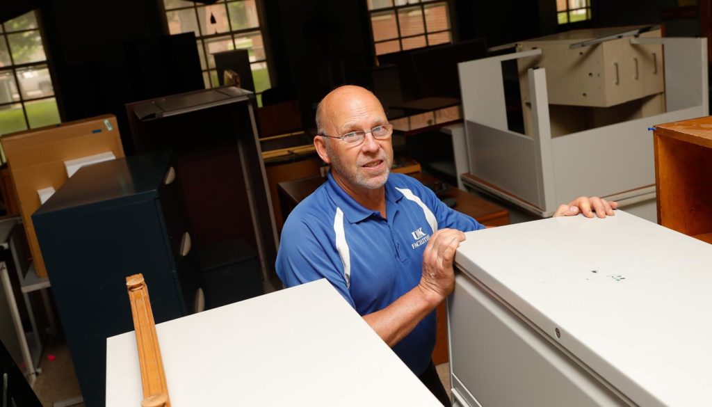 Don Wellensiek will work his final day June 28 after 15 years with UNK Facilities Management and Planning. He serves as event/moving team leader and surplus inventory manager. (Photo by Corbey R. Dorsey, UNK Communications)