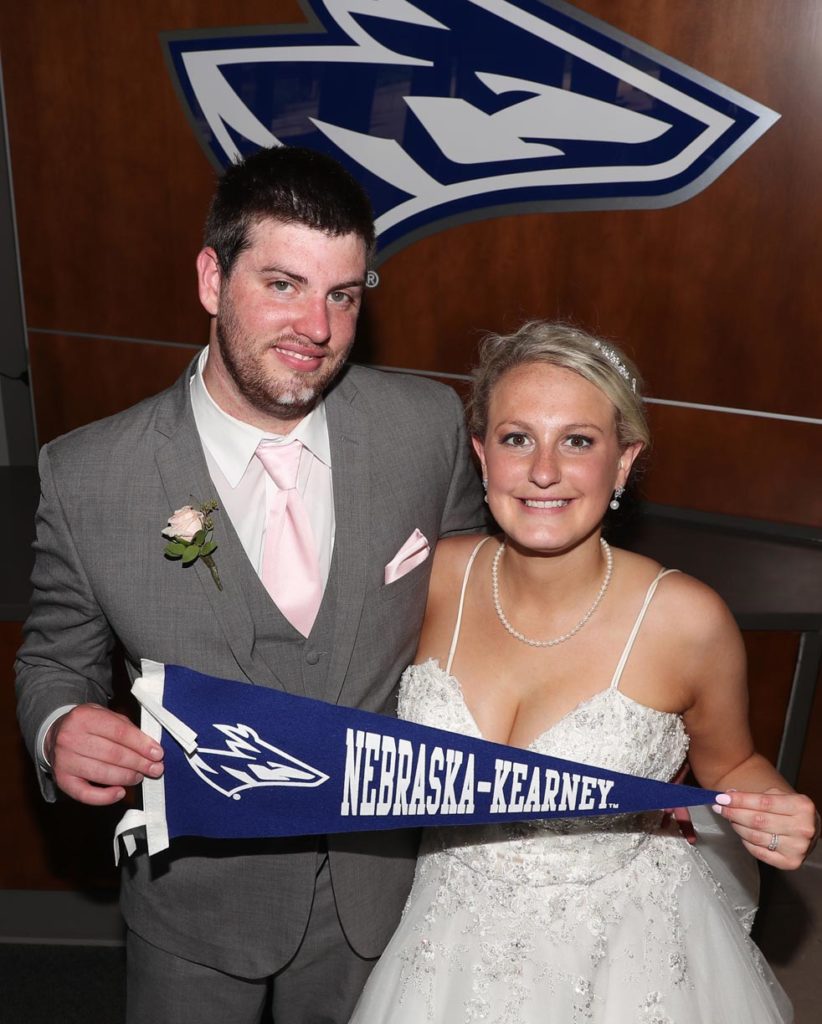 Levi Streit and Megan Woeste celebrated their wedding Saturday in UNK’s Nebraskan Student Union after flooding forced them to move the reception from the Holiday Inn and Convention Center in Kearney. (Photo by Corbey R. Dorsey, UNK Communications)