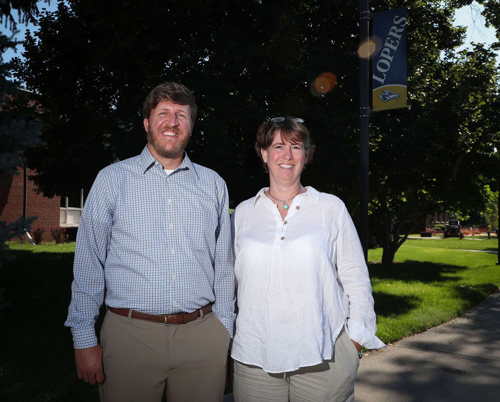 Associate director Aaron Estes and director Amy Rundstrom lead UNK’s Academic Advising and Career Development Office. Located inside the Memorial Student Affairs Building, the office offers a variety of services that help students succeed both during and after their time at UNK. (Photo by Corbey R. Dorsey, UNK Communications)