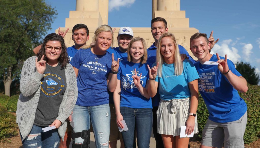 Finalists for UNK’s homecoming royalty include, front row left to right: Makenzie Petersen, Parker Humpal, Haley Pierce and Hannah Sealock, and back row left to right: Jose Ortega, Jacob Roth, Zach Sullivan and Gabe Crocker.
