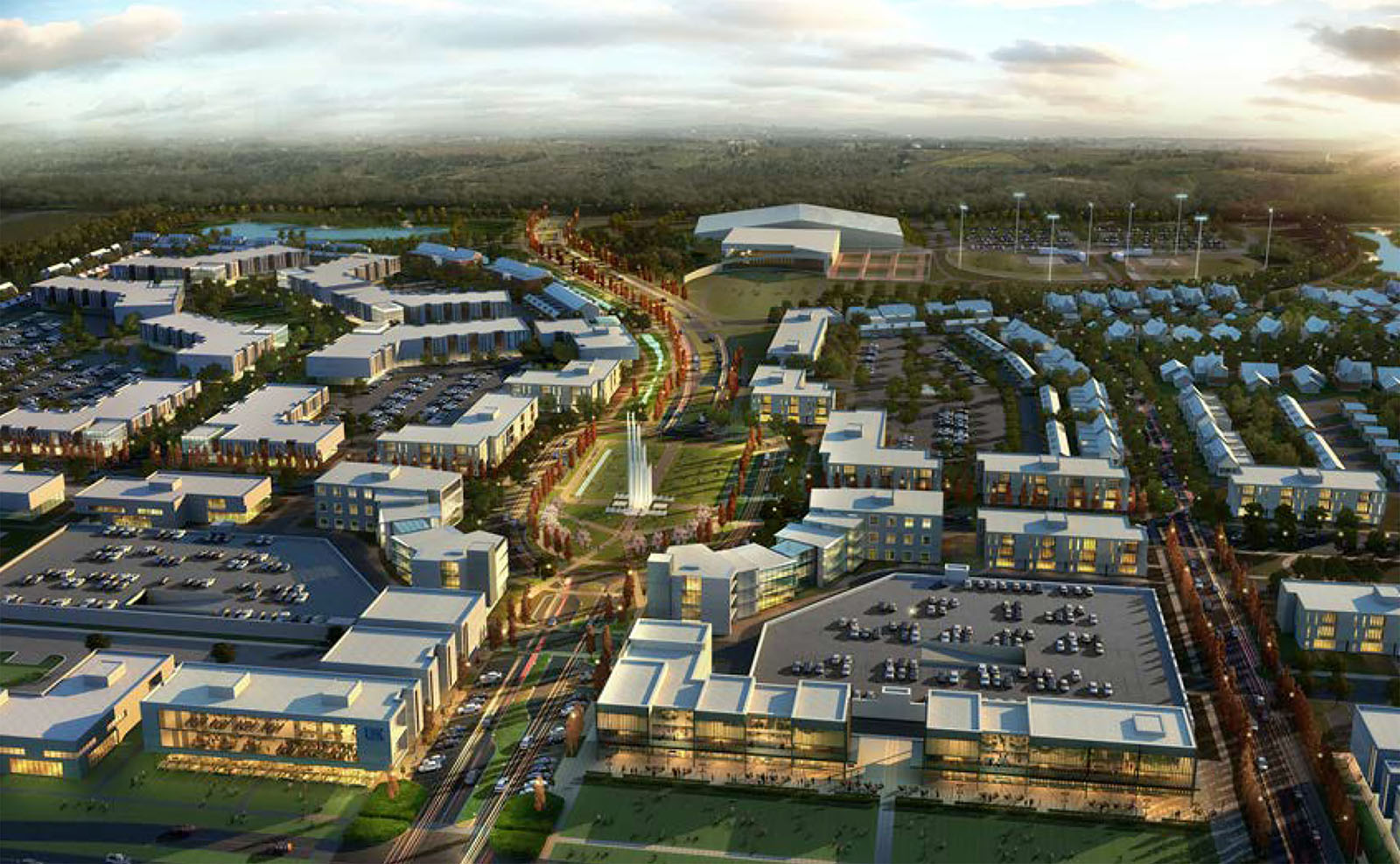 A rendering of UNK's University Village shows what the 104-acre property could look like when it's fully developed.