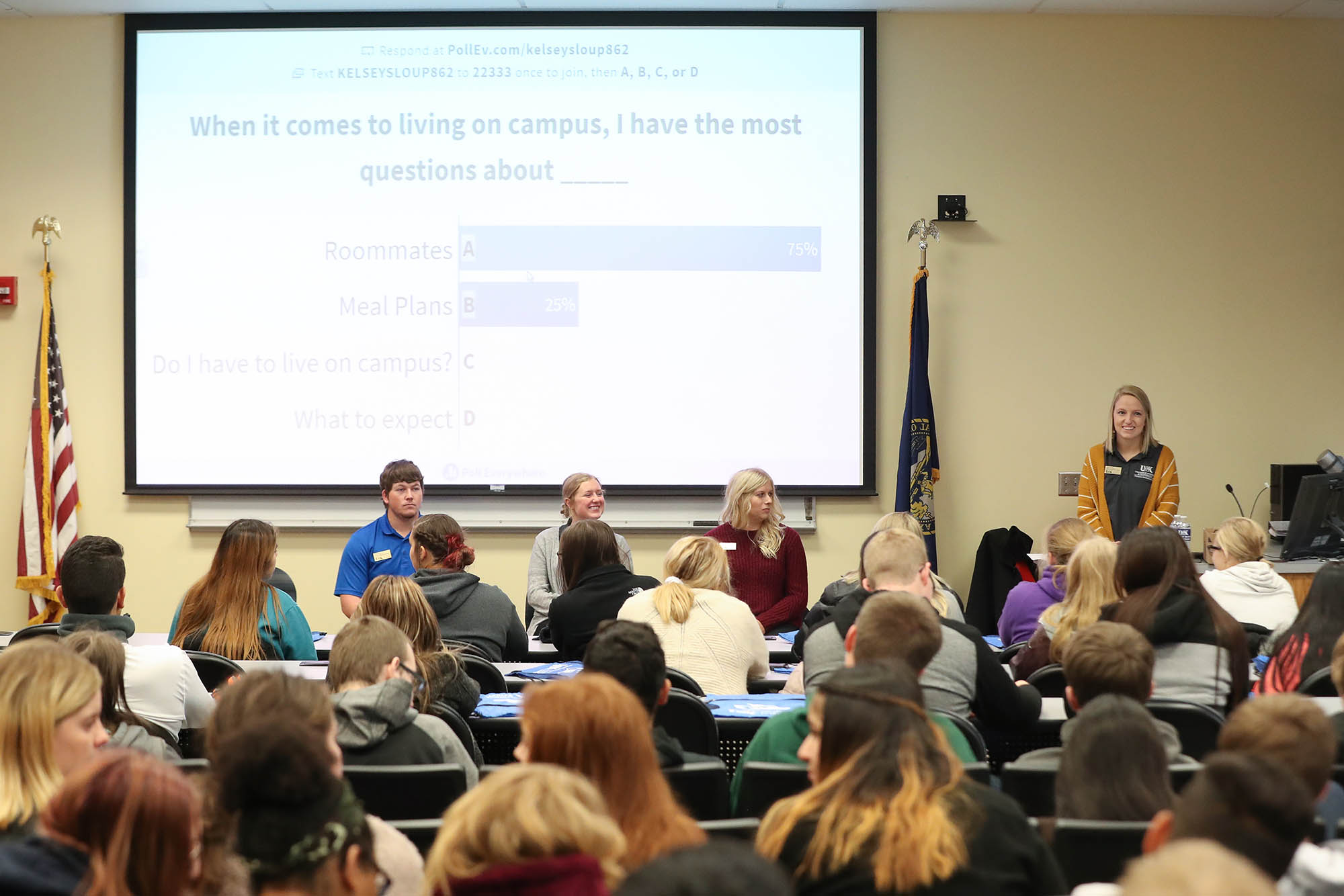 About 125 students from Grand Island Senior High School visited UNK on Wednesday to learn about local career opportunities and how UNK can help them reach their goals. The event, hosted by UNK’s College of Business and Technology, included business and student panels and a campus tour. (Photos by Corbey R. Dorsey, UNK Communications)