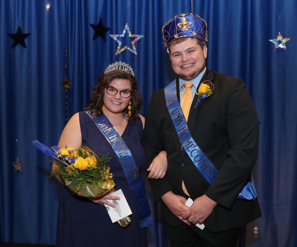 Makenzie Petersen of O'Neill and Jacob Roth of Milford were crowned royalty at University of Nebraska at Kearney homecoming festivities Thursday. (Photo by Corbey R. Dorsey, UNK Communications)
