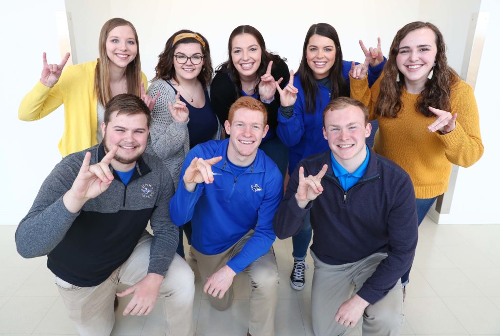 Makenzie Petersen, back row, second from left, is pictured with the other New Student Enrollment leaders for 2019.