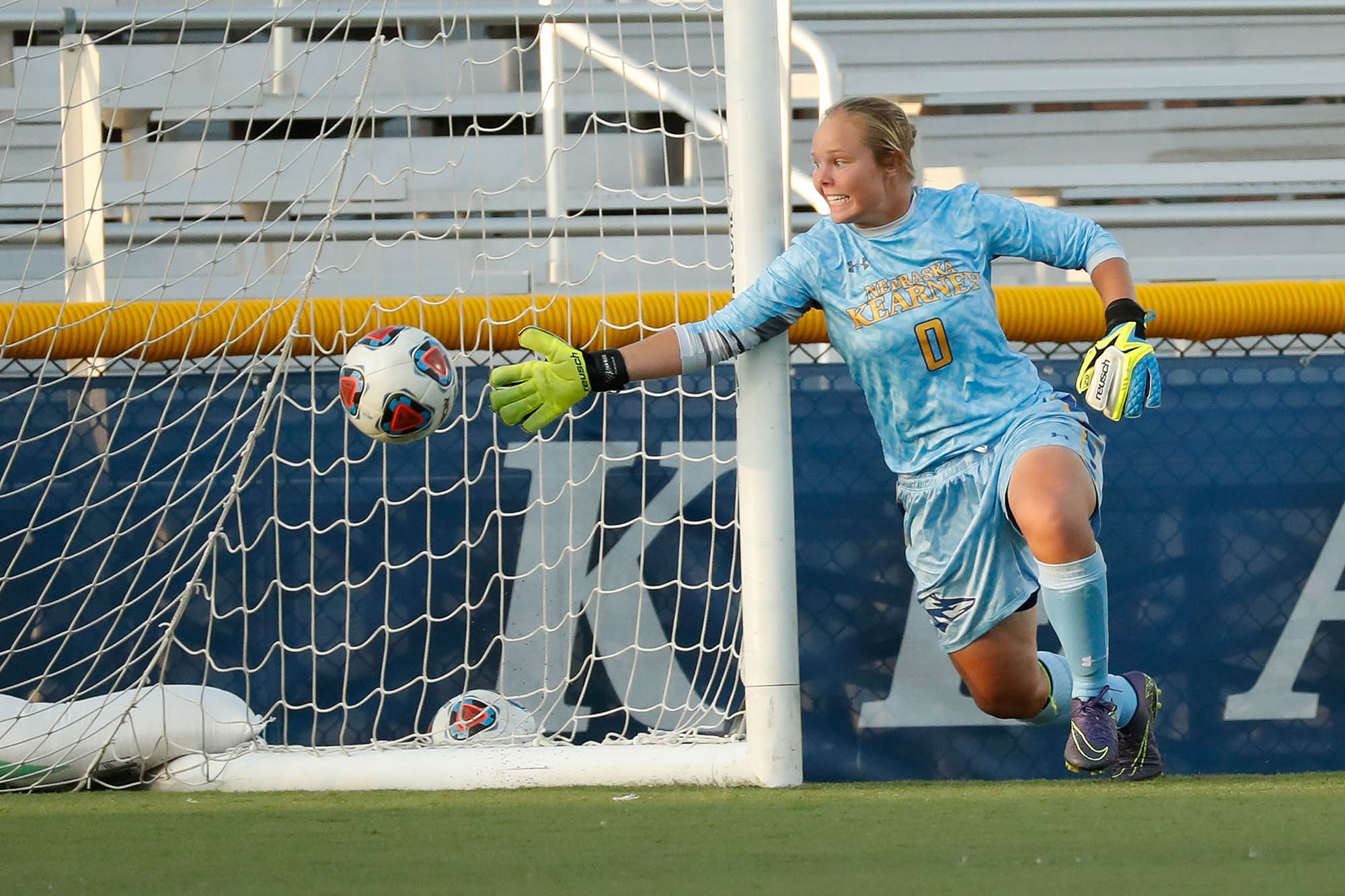 Allie Prososki entered the 2019 season with the best goals against average (1.13) in UNK history. She’s recorded a school-record 13 individual shutouts, and her 13 career wins, 208 saves, .836 save percentage and 40 starts at goalie all rank second all-time at UNK. (Photos by Corbey R. Dorsey, UNK Communications)