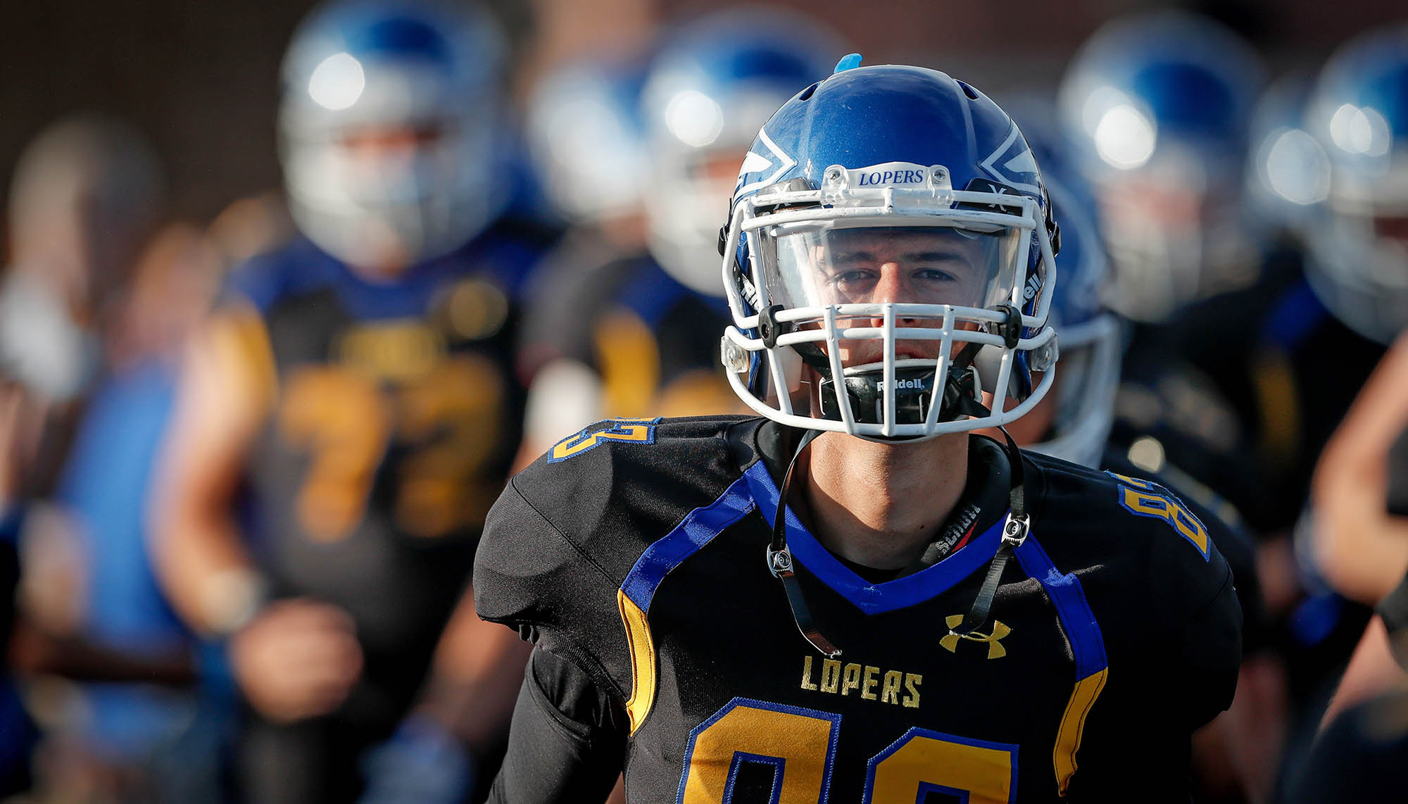 Mitch Carlson received the UNK football team’s Offensive Leader of the Pack Award in 2018 for his leadership and dedication. (Photo by Corbey R. Dorsey, UNK Communications)