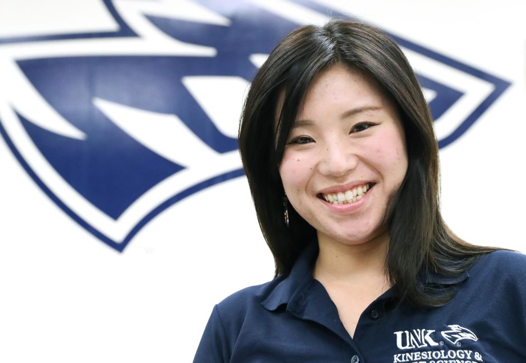 Yui Hayashi, a native of Osaka, Japan, is pursuing a master’s degree in sports administration at UNK, where she earned a bachelor’s in athletic training in spring 2018. (Photos by Corbey R. Dorsey, UNK Communications)