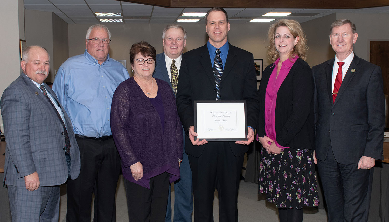 Steven Klein was recognized with the KUDOS award at last week's University of Nebraska Board of Regents meeting.