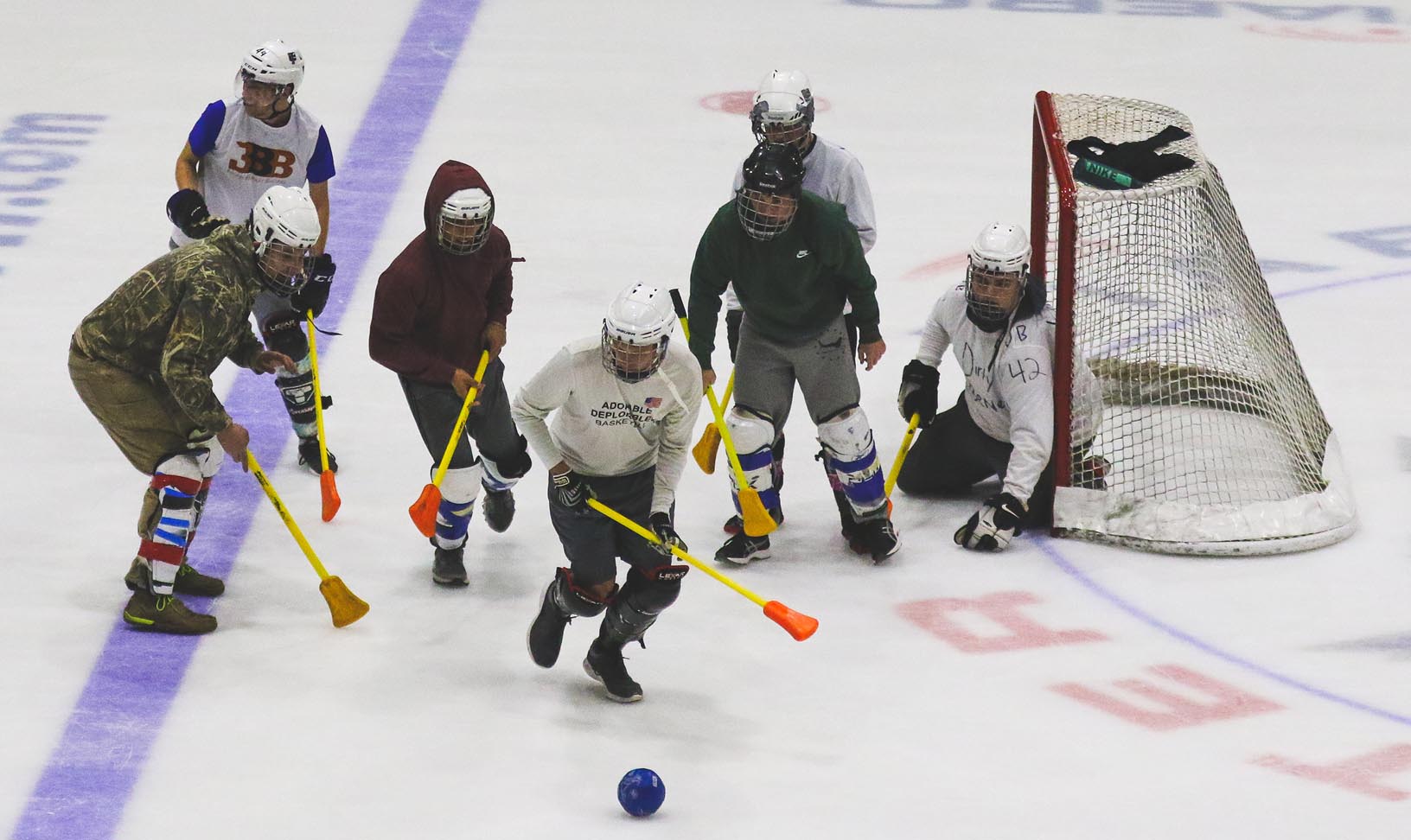 Broomball, a hockey-like game played at Kearney’s Viaero Center, is among the intramural sports and activities offered by UNK Campus Recreation.