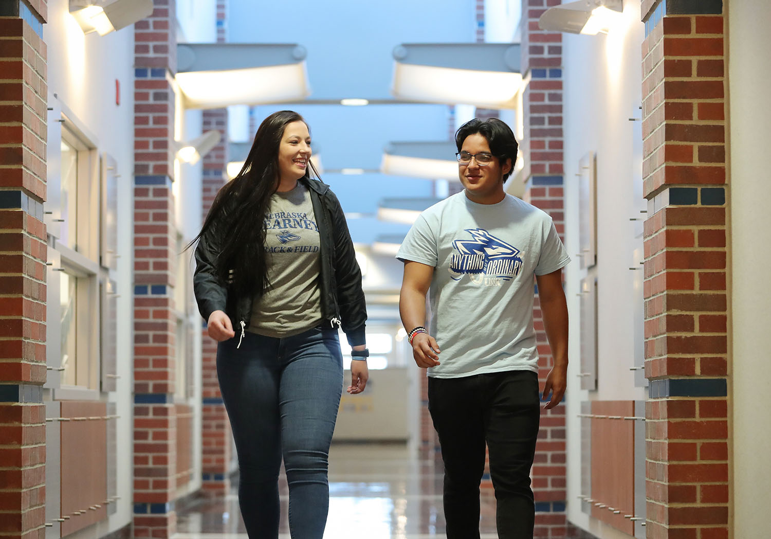 Logan Prater of Colorado Springs, Colorado, and Daniel Ocampo of Omaha both decided to attend UNK because of the financial assistance they receive through scholarships. (Photo by Corbey R. Dorsey, UNK Communications)