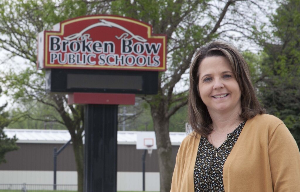Broken Bow Public Schools business teacher Angie Palmer used the knowledge she gained through UNK’s instructional technology master’s program to transition her classes to remote learning during the coronavirus pandemic. “I had no anxiety, no worries about making this adjustment,” she said. “I was ready to go, and that was a great feeling.” (Photo by Donnis J. Hueftle-Bullock, Custer County Chief)