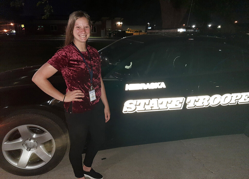 UNK senior Kenzie Hubl of Blue Hill is currently interning with the Nebraska State Patrol. “For as long as I can remember, I’ve always wanted a career in law enforcement,” the criminal justice major said. (Courtesy photo)