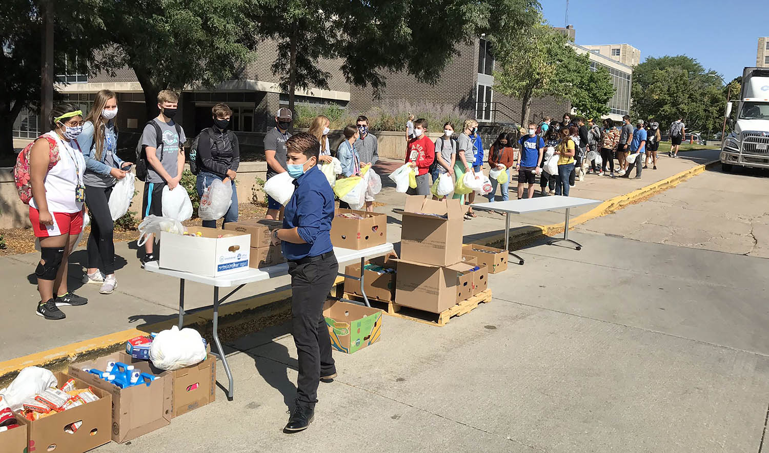 More than 340 students received fresh produce, dairy and meat Monday during a food giveaway on the UNK campus.