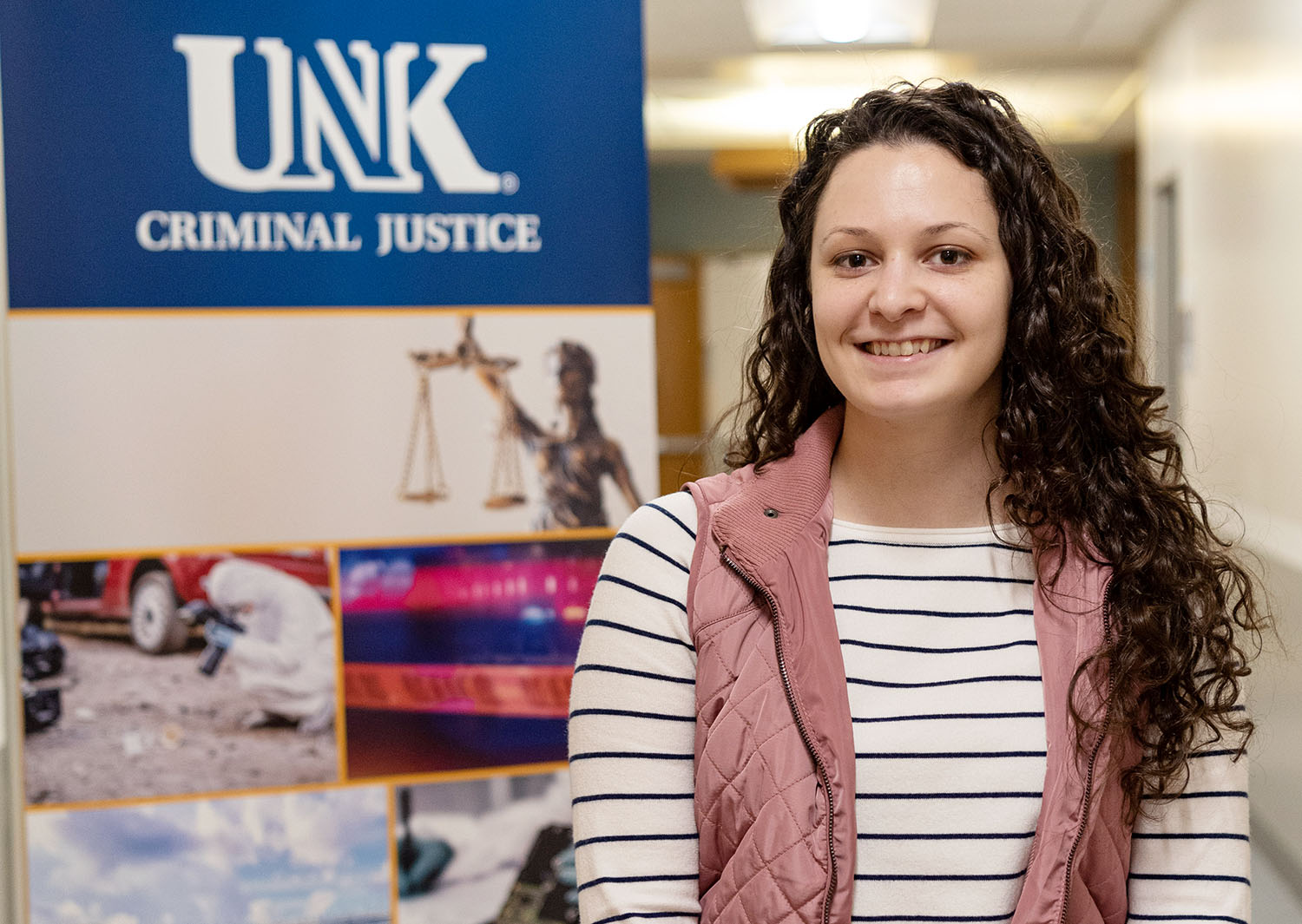 Jessica Peterson is finishing her first semester as an assistant professor in UNK’s Department of Criminal Justice. (Photos by Kosuke Yoshii, UNK Communications)