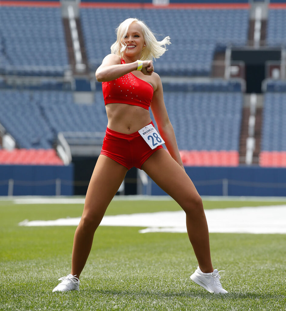 Allison Bauer performs for the judges during tryouts for the Denver Broncos Cheerleaders. (Rob Hawthorne Photography)