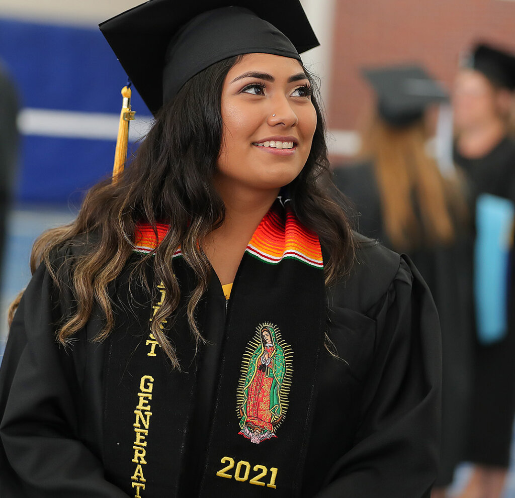 Edna Medina received a bachelor’s degree in criminal justice Friday during UNK’s summer commencement ceremony, becoming the first member of her family to graduate from college. (Photos by Erika Pritchard, UNK Communications)