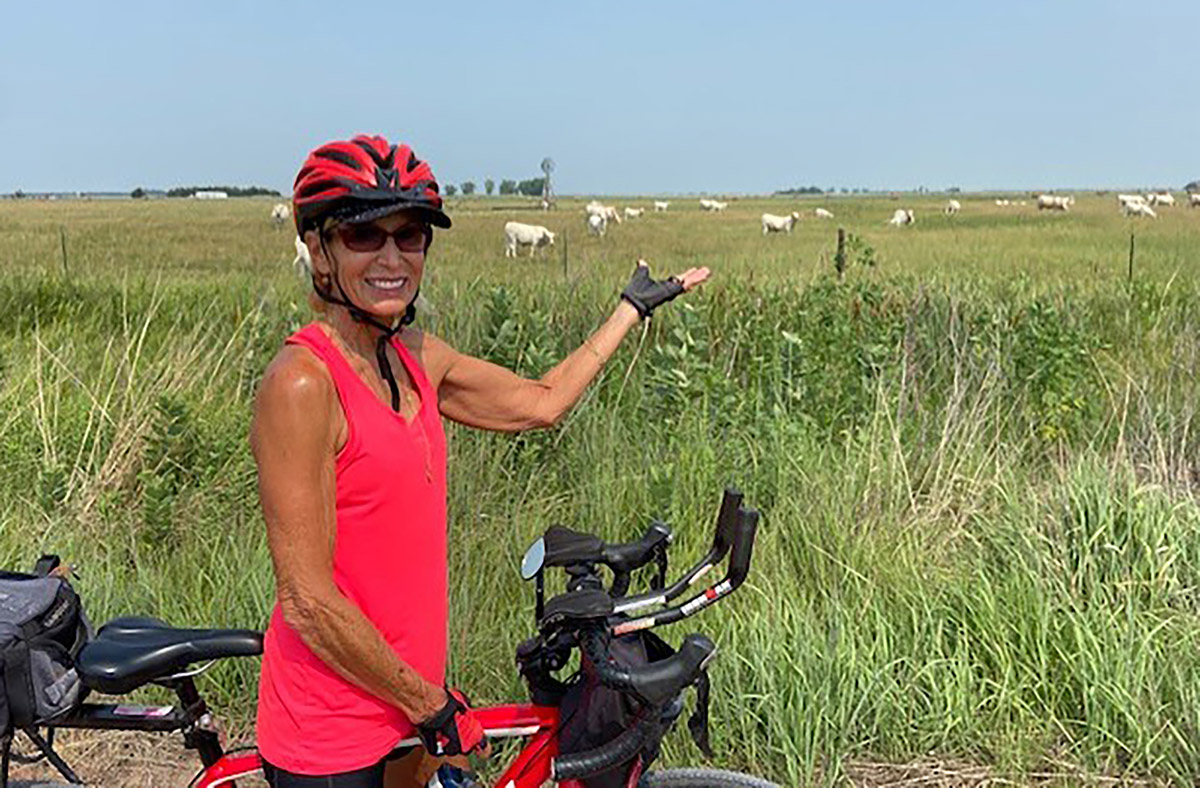 One of Jake Jacobsen’s most frequented cycling destinations is the Cowboy Trail in northern Nebraska, where she loves to watch the cattle in nearby pastures.