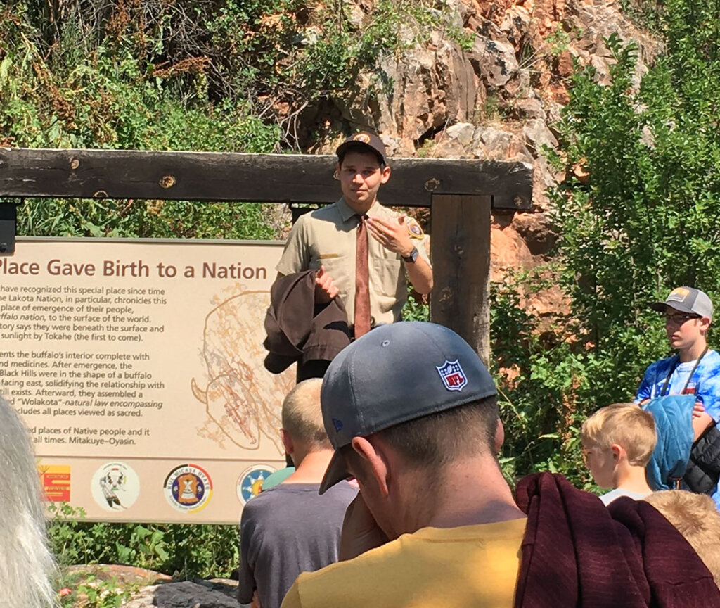 Ronald Gonzalez leads a tour at Wind Cave National Park during his summer internship.