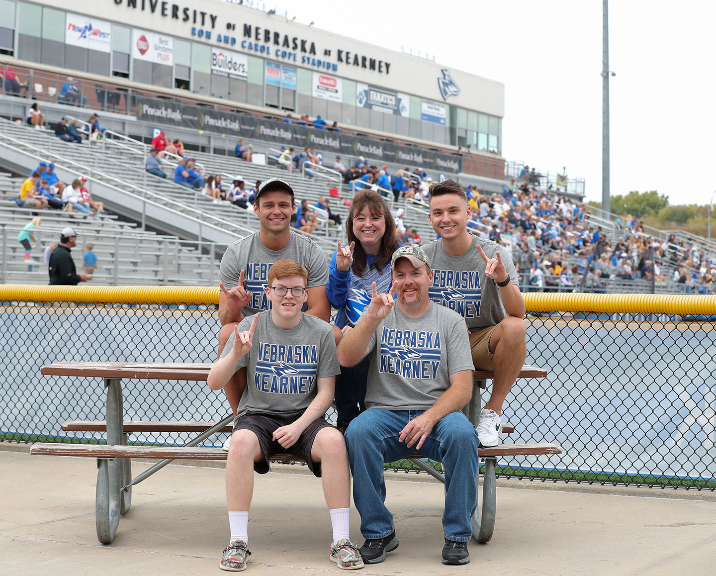 Ryan Woitalewicz, back right, is pictured at Cope Stadium with his older brother Matt, back left, mother Melissa, younger brother Logan Shuda, front left, and Melissa’s significant other Chad Shuda.