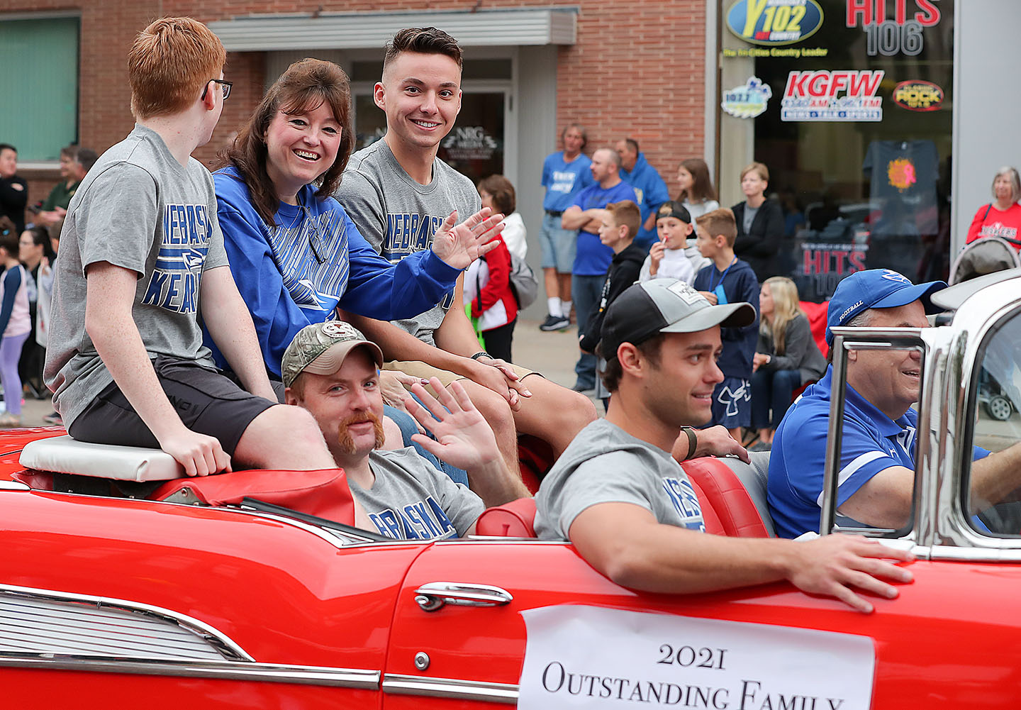 Ryan Woitalewicz and his family participate in last weekend’s UNK homecoming parade. They were recognized as the 2021 UNK Outstanding Family of the Year.