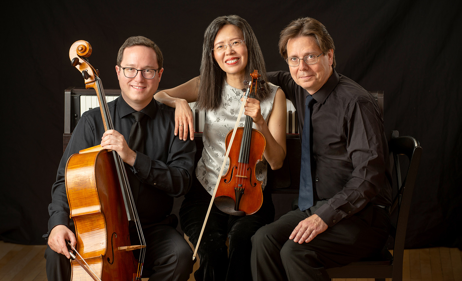 The Frahm-Lewis Trio includes UNK faculty, from left, Noah Rogoff, Ting-Lan Chen and Nathan Buckner. (Baer Photography)