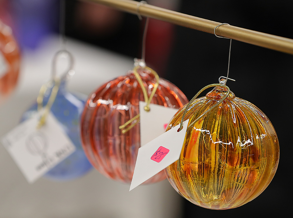 Members of the UNK Glass Club created a variety of ornaments for Tuesday’s holiday fundraiser.