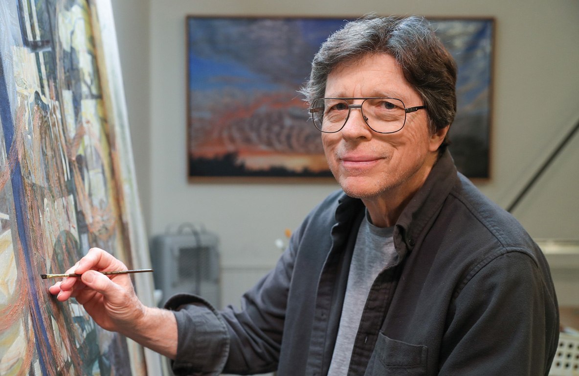 In addition to teaching at UNK, John Fronczak continues to create artwork at his home studio. (Photos by Erika Pritchard, UNK Communications)