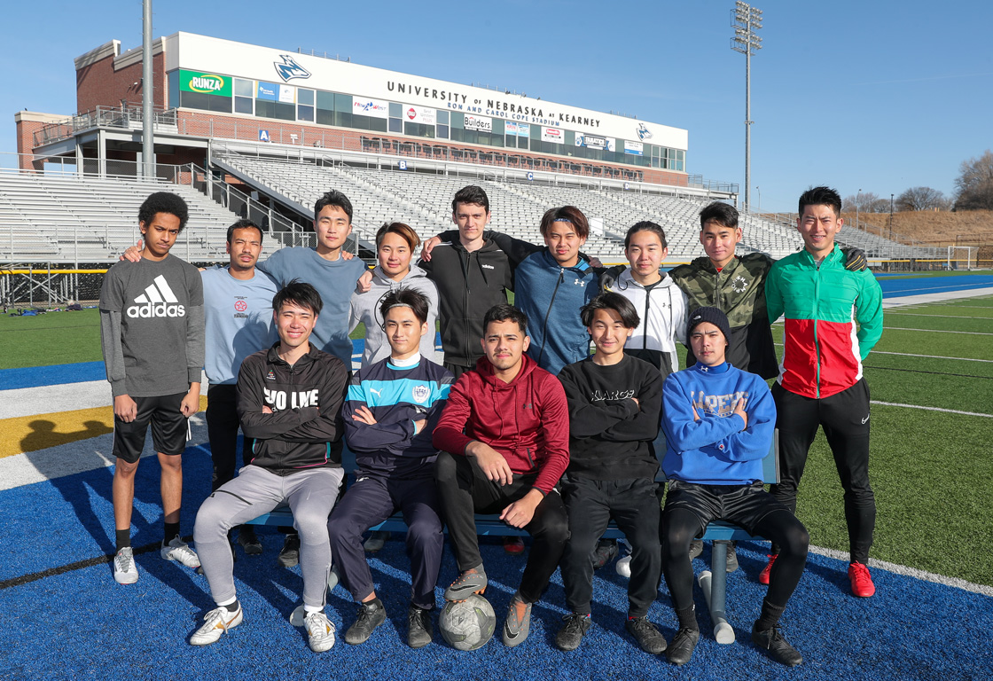 Formed earlier this semester, the UNK Men’s Soccer Club includes about 20 members from more than a half-dozen countries.