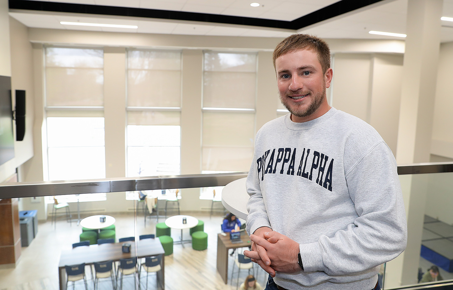 Nate Grimm took full advantage of his time at UNK. He excelled academically, posting a perfect 4.0 GPA, and was involved in numerous campus organizations and programs. (Photos by Erika Pritchard, UNK Communications)